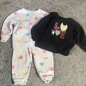 Garanimals Kids Matching Set - Black and Gray with Hearts